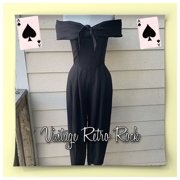 Et AL Pants - 🔥SOLD🔥ET AL Vintage Retro Jumpsuit Off the Shoulder Black